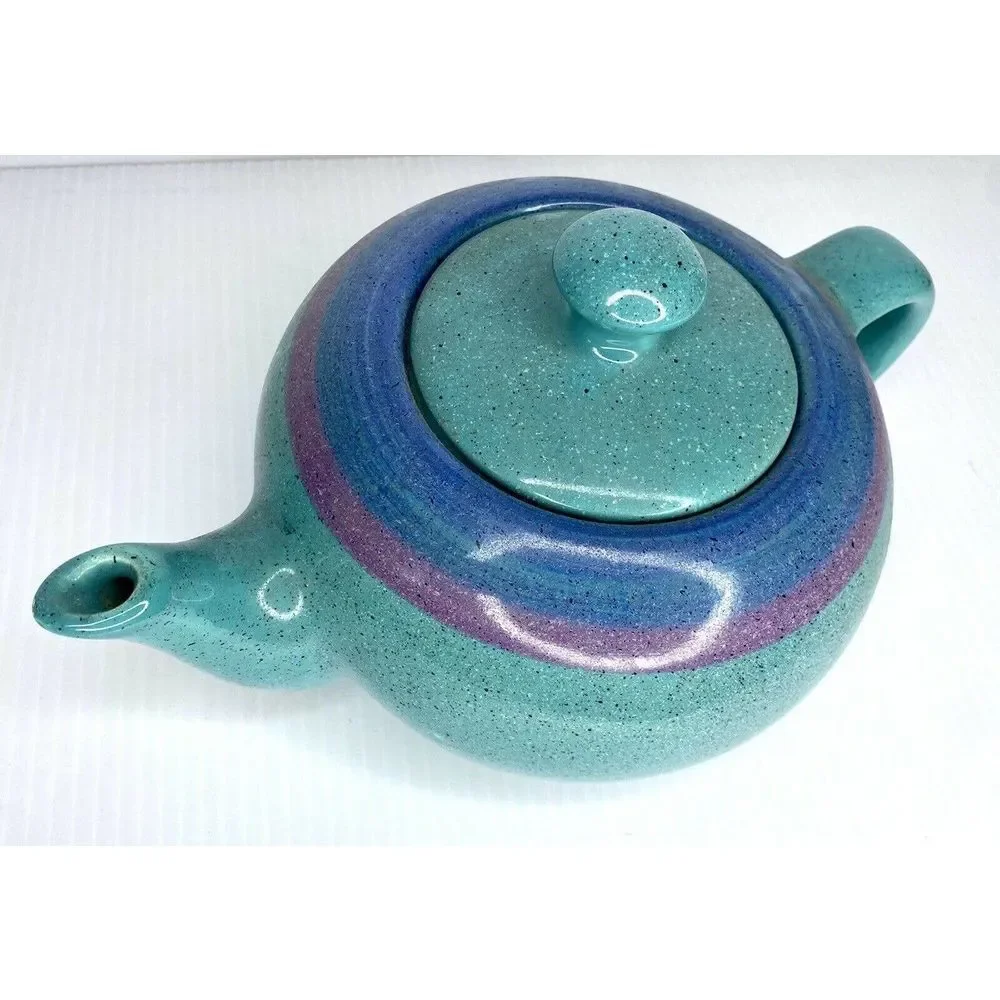 Blue Baldelli Hand Made Teapot With Stripe Italian Collectible Pottery Rare